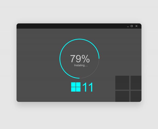 Skärmdump av Windows 11 håller på att uppdatera i en dator